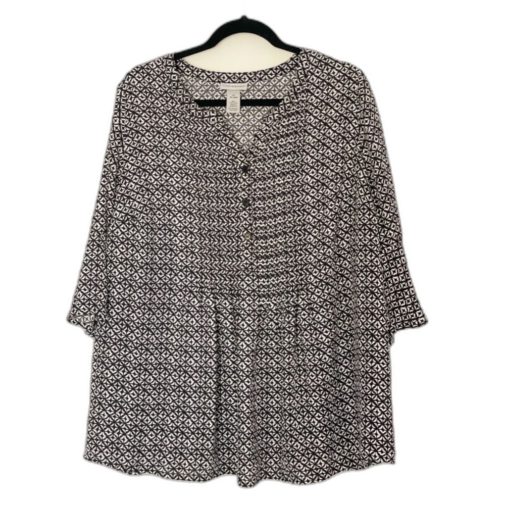 Catherines Lightweight Top Blouse Boho Flared 3/4 Sleeves Size 0X 14/16W